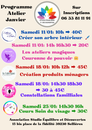 Programme Ateliers janvier