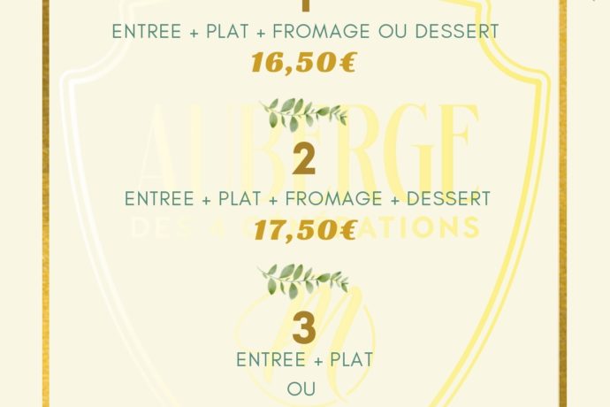 Menus du jour Auberge des 4 générations